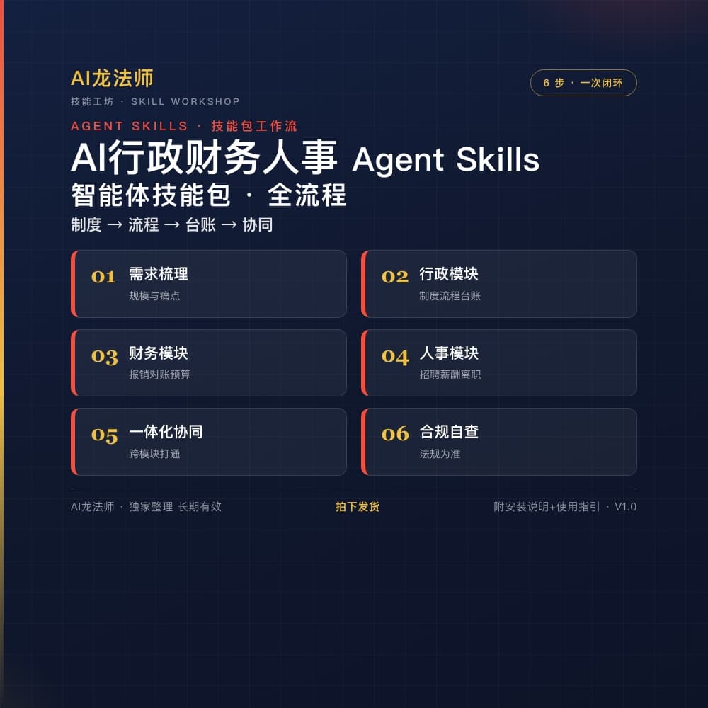 073 AI 行政财务人事一体化工作流（制度 → 流程 → 台账 → 协同） 商品图