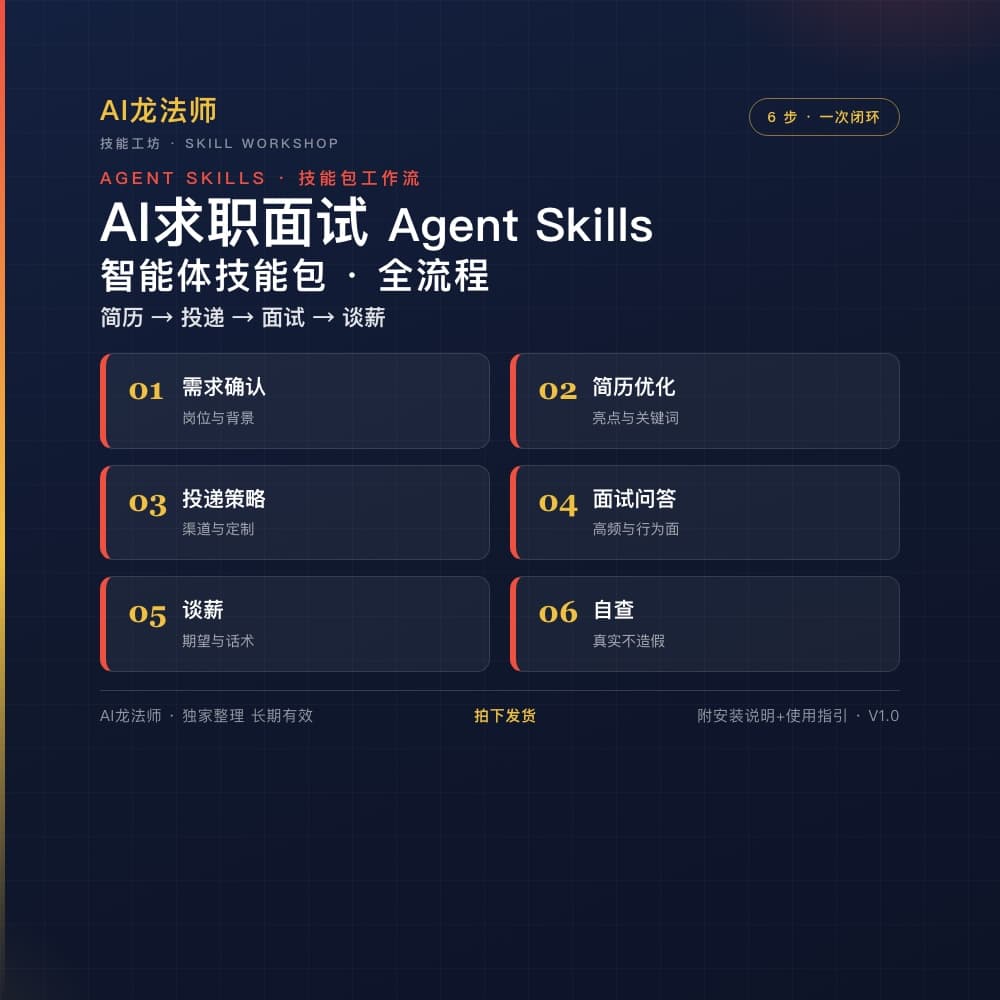 076 AI 求职面试 Agent（简历 → 投递 → 面试 → 谈薪） 商品图