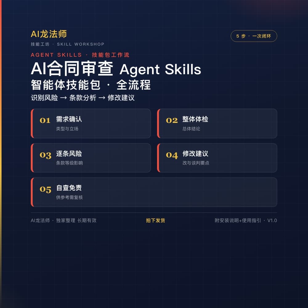 078 AI 合同审查 Agent(识别风险 → 条款分析 → 修改建议) 商品图